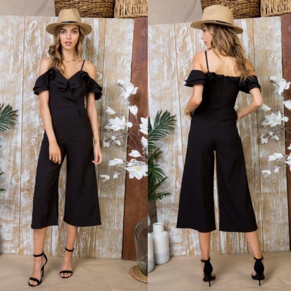 Bellanblue Pants - JONI Ruffle Detail Jumpsuit - BLACK